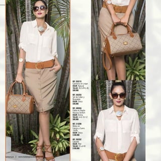 38
kritterium www.katalogoscolombia.com
Ref. 353215
Camisera en crepe
Color: Natural
Tallas: XS-S-M-L-XL
$99.990
Ref. 363203
Set de Collar y
Brazalete
Color: Único
$49.990
Ref. 495504
Falda en Rayón
Viscosa Stretch
Color: Arena
Tallas: 6-8-10-12
$99.990
Ref. 313206
Bolso en
Lienzo y Cuero
100%
Color: Único
$189.990
Ref. 303202
Calzado
Color: Miel
Tallas: 35 al 40
$109.990
 