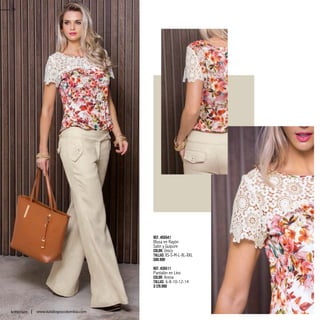 28
kritterium www.katalogoscolombia.com
Ref. 455541
Blusa en Rayón
Satín y Guipure
Color: Único
Tallas: XS-S-M-L-XL-XXL
$89.990
Ref. 435511
Pantalón en Lino
Color: Arena
Tallas: 6-8-10-12-14
$129.990
 