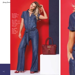 50
Ref. 446202
Enterizo en tencel
Color: Indigo
Tallas: XS-S-M-L
$179.990
Ref. 313907
Bolso (100% cuero)
Color: Rojo
Medida: Largo 38 cms
x Alto 25 cms x
base 17 cms
$259.990
Ref. 303904
Calzado
Color: Rojo
Tallas: 35 a 40
Tacón: 11 cms
$139.990
 