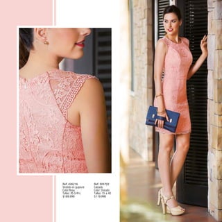 Ref. 426216
Vestido en guipiure
Color:Rosa
Tallas: XS-S-M-L
$189.990
Ref. 303702
Calzado
Color: Dorado
Tallas: 35 a 40
$119.990
25
 