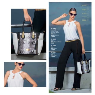 Ref.342805
Enterizo En
Chiffon Y Crepe
(Incluye Cinturon)
Color: Único
Tallas: XS-S-M-L
$159.990
Ref: 362805
Gafas
Color: Blanco Y Negro
$34.990
Ref. 312804
Bolso
Color: Único
$119.990
Ref.302811
Calzado
Color: Negro
$109.990
NIGHTPREFALL2015
PRE/FALL201539
 
