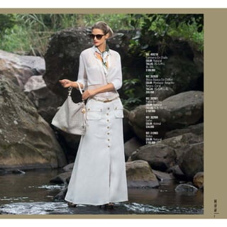 Ref. 455218
Camisera En Chalis
Color: Natural
Tallas: XS-S-M-L
XL-XXL
$109.990
Ref. 352830
Blusa Básica En Chiffon
Color: Mostaza- Amarillo-
Negro- Coral
Tallas: XS-S-M-L-XL
$59.990
Ref. 392801
Falda En Lino
Color: Natural
Tallas: 6-8-10-12
$159.990
Ref. 362806
Gafas
Color: Animal
$34.990
Ref. 312803
Bolso
Color: Natural
$109.990
PRE/FALL20157
 