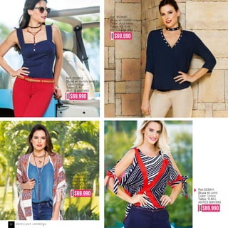 Ref. 353932
Blusa en denim stretch
Color: Indigo
Tallas: S-M
ANTES $89.990
AHORA
$69.990
Ref. 353930
Blusa en chiffón crepé
Color: Azul navy
Tallas: XS-S-M
ANTES $99.990
AHORA
$69.990
Ref. 353921
Blusa en tencel
Color: Indigo
Tallas: XS-S-M-L
ANTES $89.990
AHORA
$69.990
Ref:353841
Blusa en print
Color: Único
Tallas: S-M-L
ANTES $99.990
AHORA
$69.990
Venta por catálogo36
 