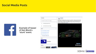 Social Media Posts
Example of teaser
of Ken Block’s
“stunt” event.
 