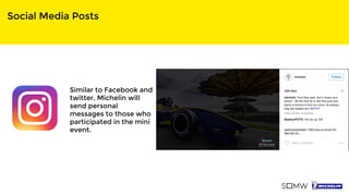 Social Media Posts
Similar to Facebook and
twitter, Michelin will
send personal
messages to those who
participated in the mini
event.
 