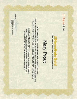 HomeGain Certificate