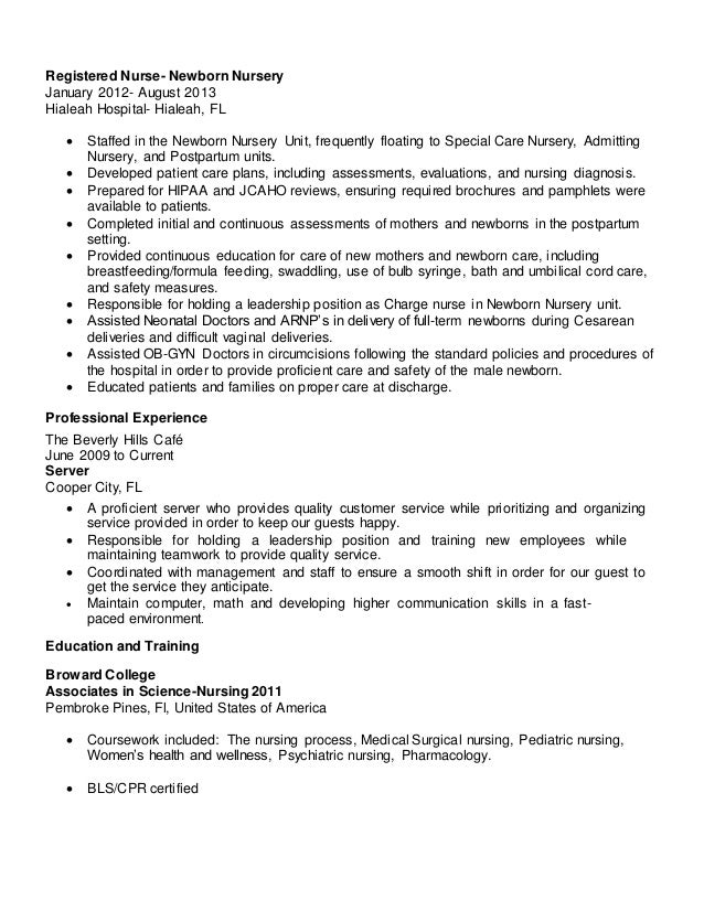 Special Care Nursery Nurse Resume Special Care Nursery Nurse Resume