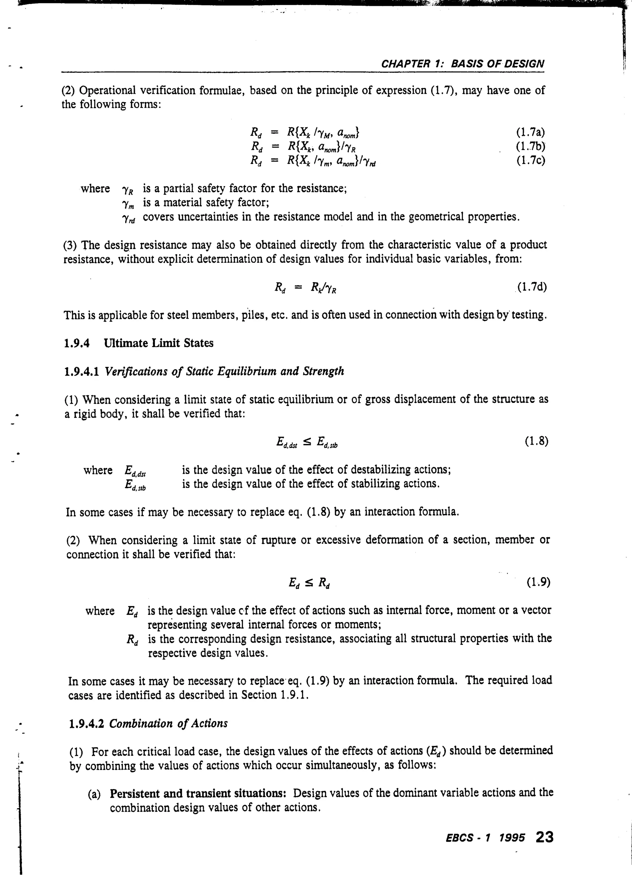 Ebcs 1 basis of design actions on structures | PDF