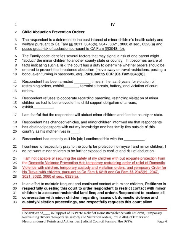 CA PREVENTION ORDERS