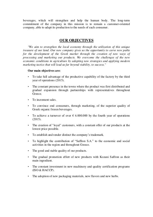 project business plan of saffron sa