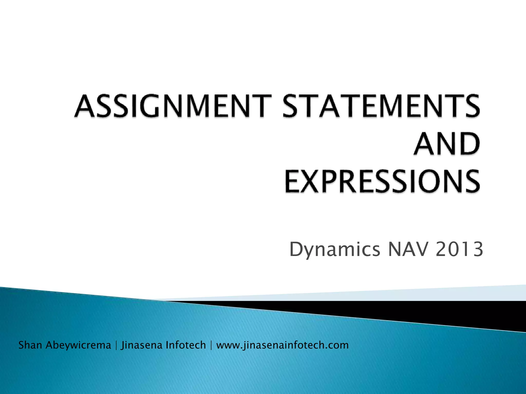 ASSIGNMENT STATEMENTS AND | PPT