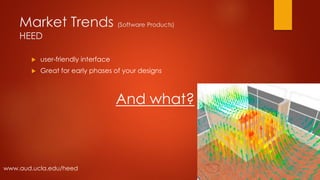 Market Trends (Software Products)
HEED
 user-friendly interface
 Great for early phases of your designs
www.aud.ucla.edu/heed
And what?
 