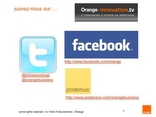 culture de l’entreprisepositionnement de la marqueniveaud’expériencenotoriété de l’entrepriseintensité de la relationvolume clients/écosystèmefréquenced’achat/visitemédiassociaux: de l’adéquation à la stratégieselon Thierry Spencersome rights reserved - cc- Yann A Gourvennec - Orange6