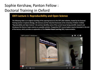 Sophie Kershaw, Panton Fellow :
Doctoral Training in Oxford
 