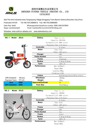 electric bicycle pdf E bike catalogue