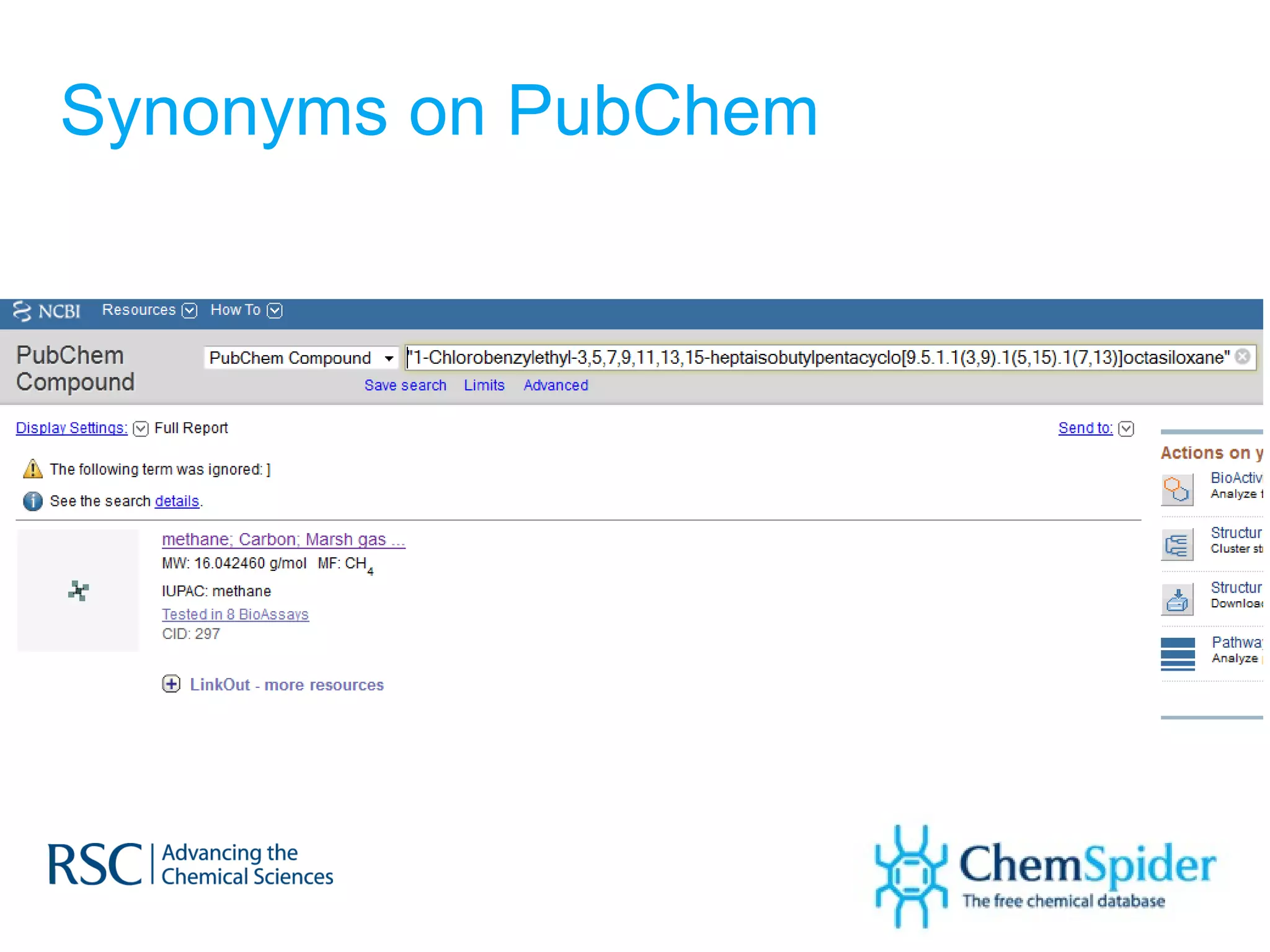 Synonyms on PubChem 