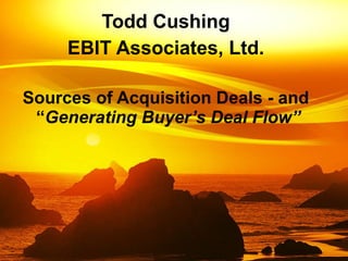 Sources of Acquisition Deals - and  “ Generating   Buyer’s Deal Flow” Todd Cushing EBIT Associates, Ltd. 