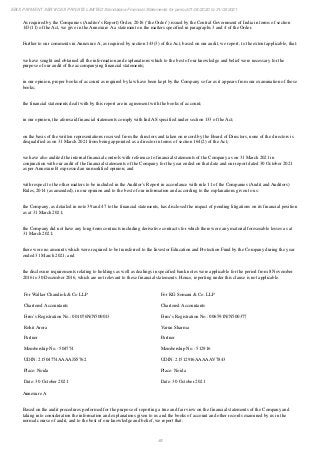 Ebix Payment Services Private Limited Fiscal Year End 2021 Financial Statements