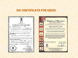 ISO Certificate for eBIZE
 