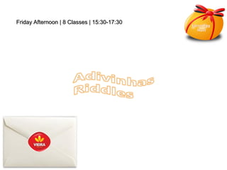 Friday Afternoon | 8 Classes | 15:45-17:30
 