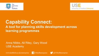Capability Connect:
A tool for planning skills development across
learning programmes
Anna Nibbs, Ali Riley, Gary Wood
USE Academy
 