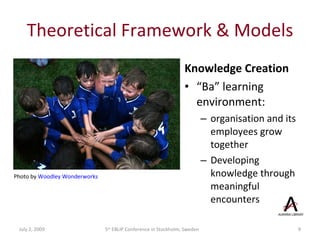 Theoretical Framework & Models <ul><li>Knowledge Creation </li></ul><ul><li>“ Ba” learning environment:  </li></ul><ul><ul...