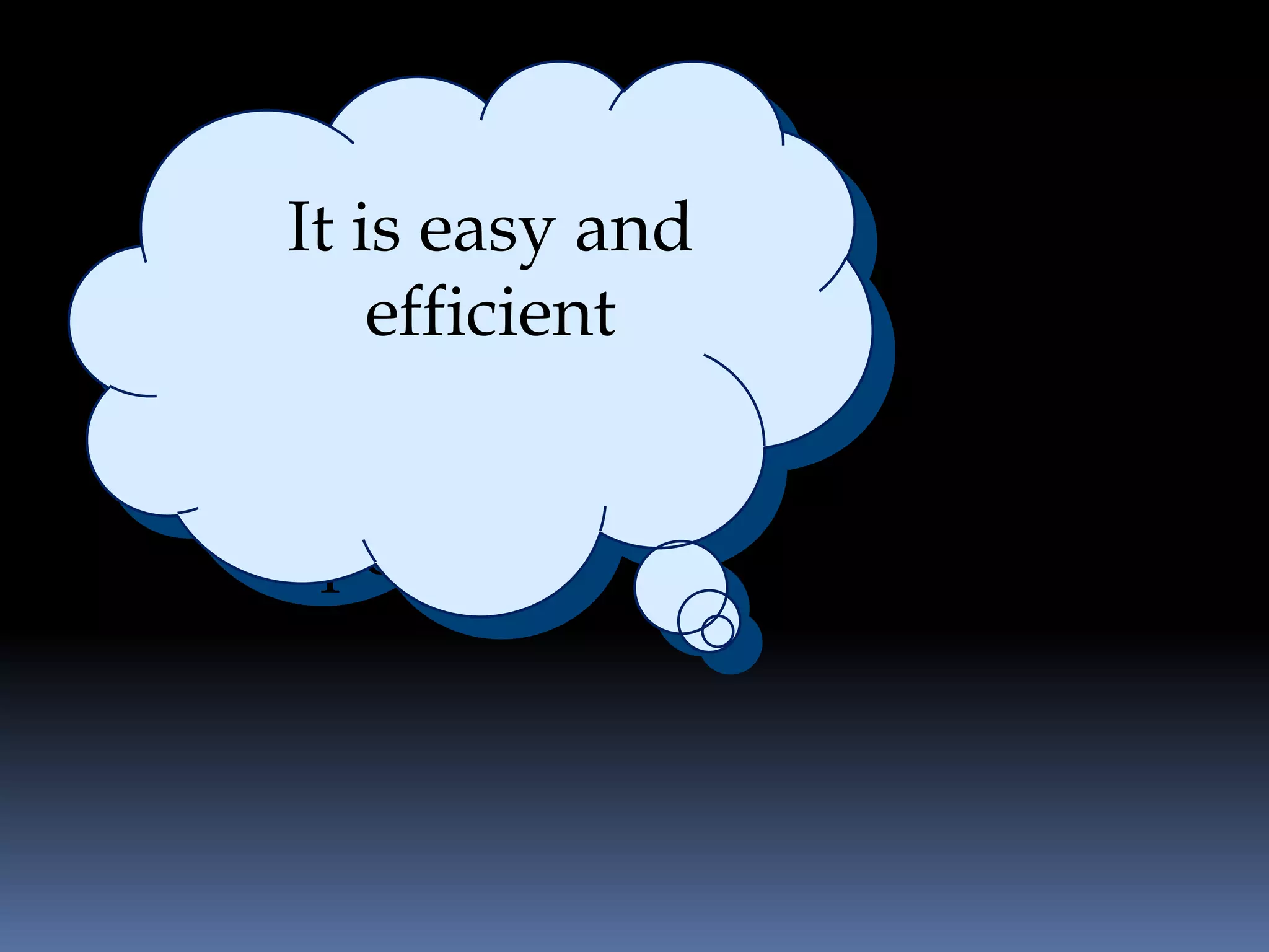 It is easy and
  RSSefficient
         is the
  vehicle for
delivering blog
     posts
 