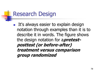 78
Research Design
 It's always easier to explain design
notation through examples than it is to
describe it in words. Th...