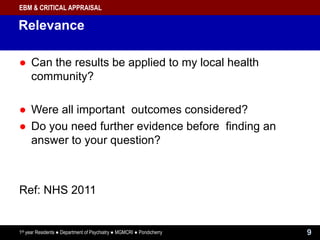 Ebm & critical appraisal | PPTX