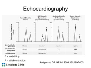 Echocardiography
Aurigemma GP. NEJM. 2004;351:1097-105.
E = early filling
A = atrial contraction
 