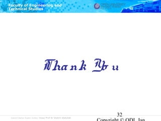 Faculty of Engineering and
Technical Studies

Tha nk Yo u
Subject Matter Expert/Author: Assoc Prof Dr Shahrir Abdullah

32

 