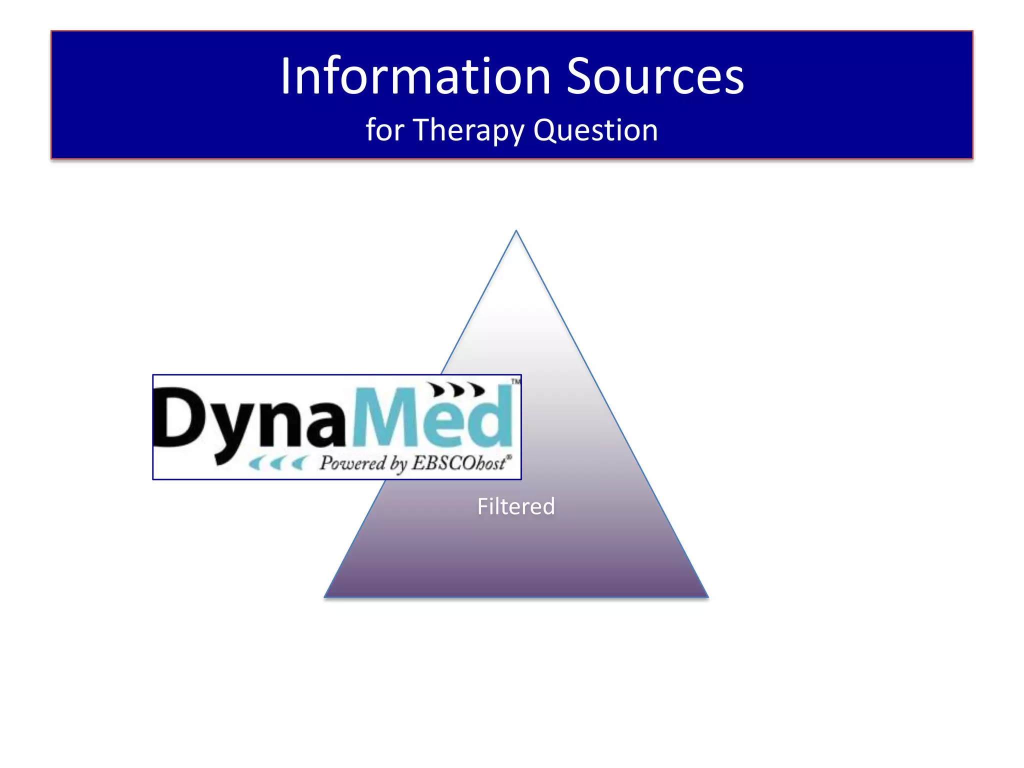 Information Sources
   for Therapy Question




          Filtered
 
