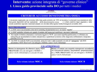 Intervento:  azione integrata di “governo clinico” 1. Linea guida provinciale sulla DO  per tutti i medici della densitometria ossea 