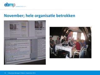 E-Business Managers Platform | September 201218
November;	
  hele	
  organisa?e	
  betrokken	
  
 