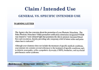 Claim / Intended Use
GENERAL VS. SPECIFIC INTENDED USE




                            September 2011
 