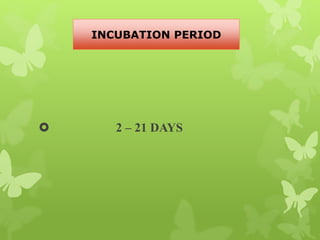 2 – 21 DAYS
INCUBATION PERIOD
 