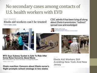 No secondary cases among contacts of
U.S. health workers with EVD
 