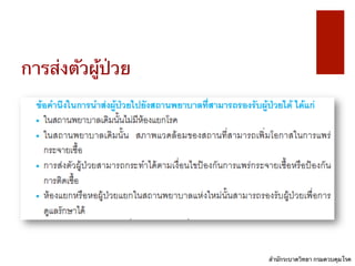 การส่งตัวผู้ป่วย	
 
สำนักระบาดวิทยา	
 กรมควบคุมโรค	
 
 