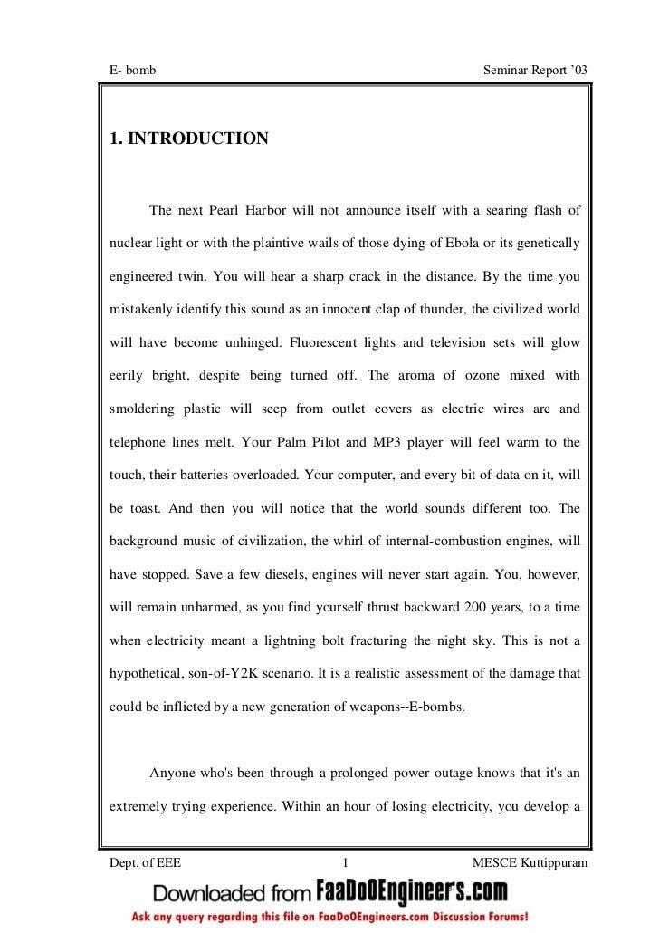 e bomb seminar report e bomb seminar report