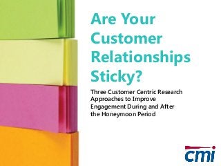 Are Your
Customer
Relationships
Sticky?
Three Customer Centric Research
Approaches to Improve
Engagement During and After
the Honeymoon Period
 