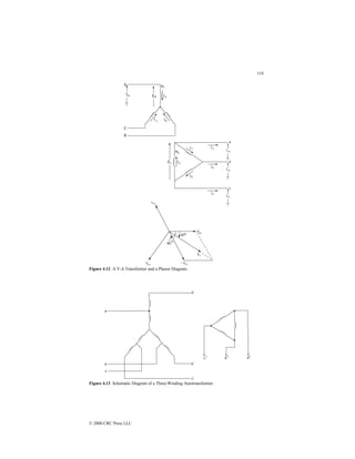 118
© 2000 CRC Press LLC
Figure 4.12 A Y-∆ Transformer and a Phasor Diagram.
Figure 4.13 Schematic Diagram of a Three-Winding Autotransformer.
 