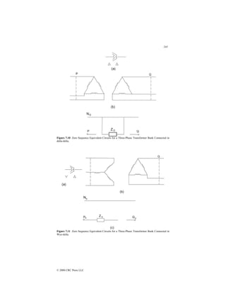 243
© 2000 CRC Press LLC
Figure 7.10 Zero Sequence Equivalent Circuits for a Three-Phase Transformer Bank Connected in
delta-delta.
Figure 7.11 Zero Sequence Equivalent Circuits for a Three-Phase Transformer Bank Connected in
Wye-delta.
 