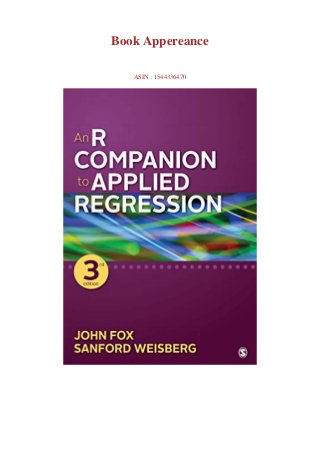 Ebook Download An R Companion To Applied Regression