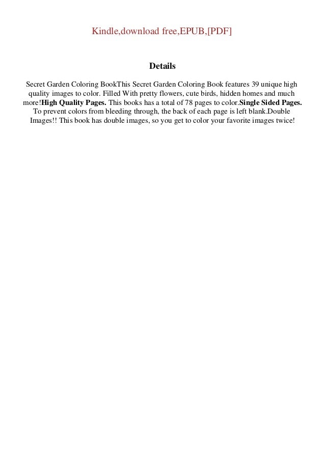 Download Ebook Download Secret Garden Coloring Book An Adult Coloring Book Fea