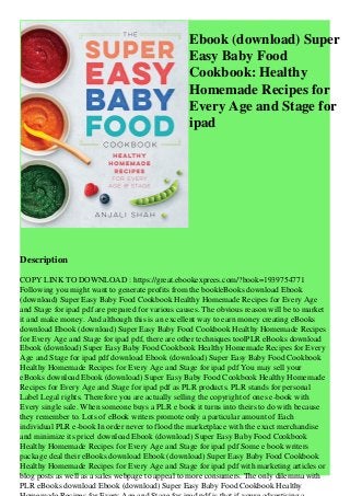 Ebook Download Super Easy Baby Food Cookbook Healthy Homemade Reci