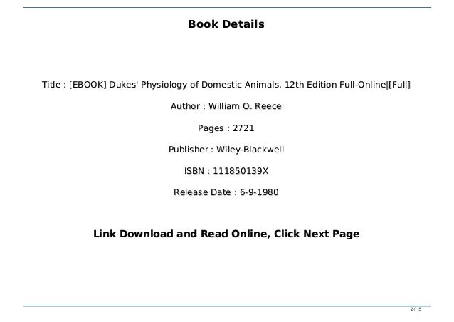 Ebook Dukes Physiology Of Domestic Animals 12th Edition Full Onli