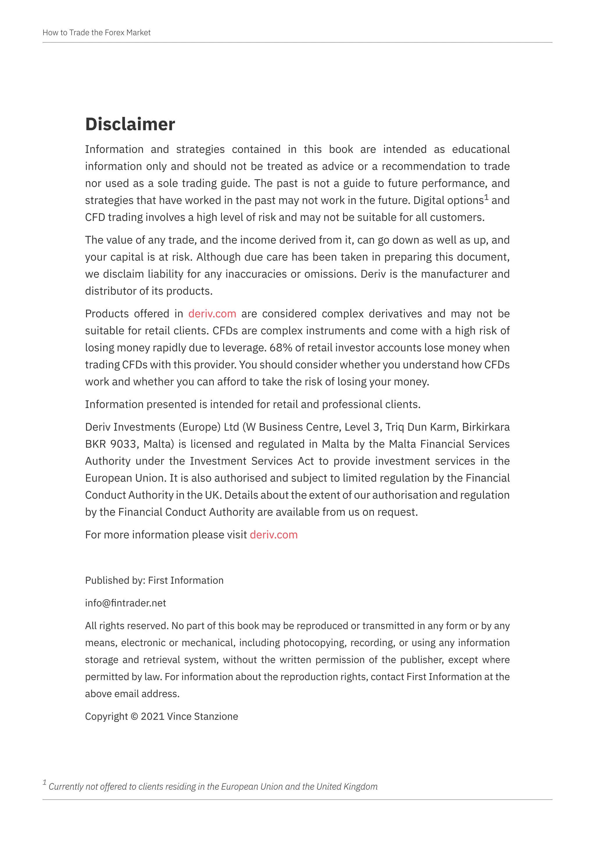 How to Trade the Forex Market by Vince Stanzione Deriv.com