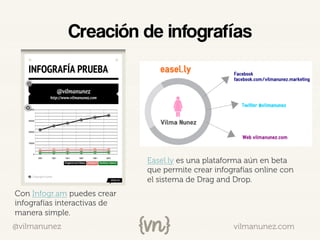 vilmanunez.com@vilmanunez
Creación de infografías
Easel.ly es una plataforma aún en beta
que permite crear infografías onl...