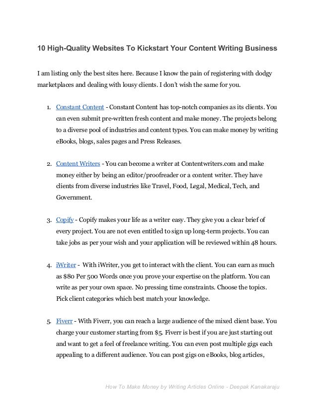 How To Make Money By Writing Articles - 
