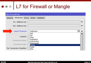 L7 for Firewall or Mangle
6-Mar-12
Mikrotik Indonesia http://www.mikrotik.co.id
04-204
 